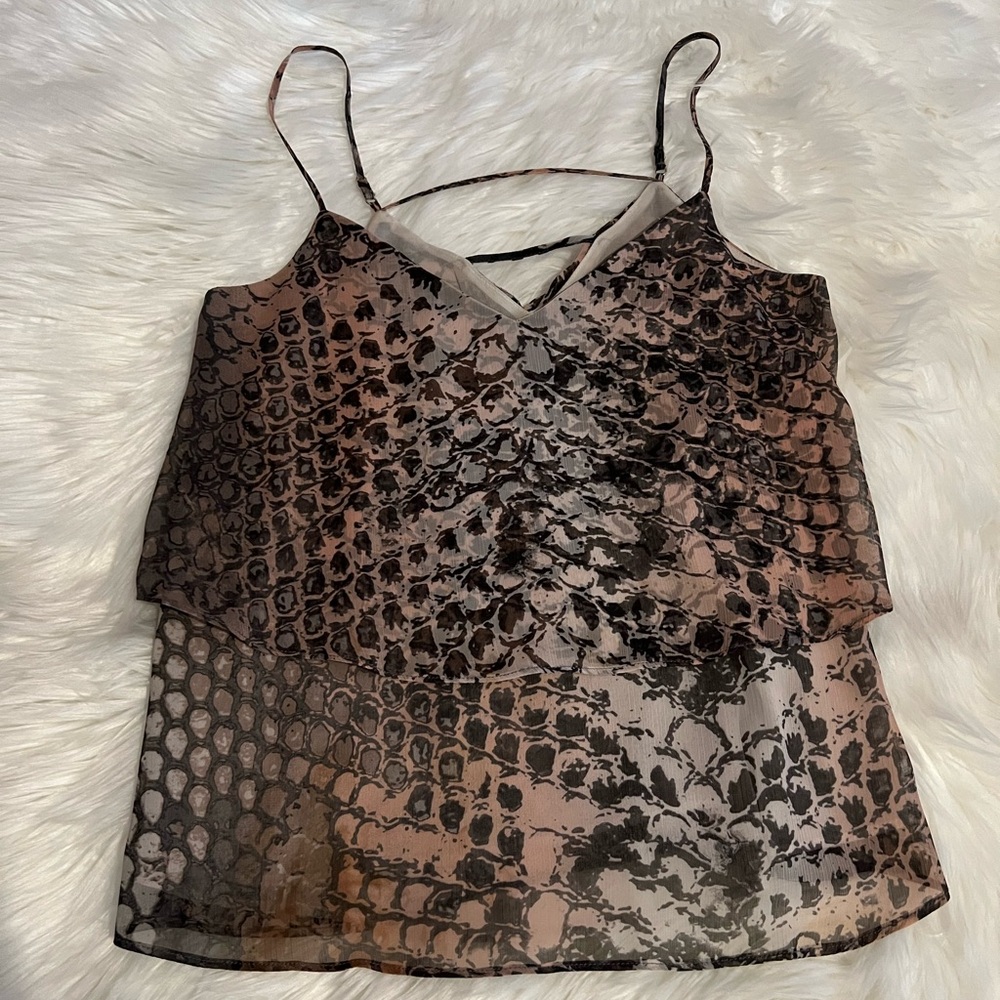 River Island Brown and Tan Asymmetrical Ruched Camisole